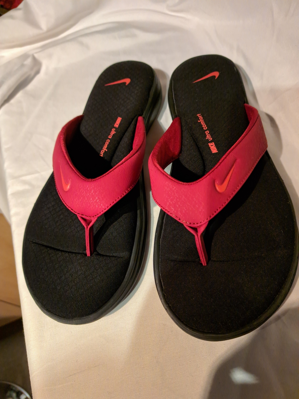 Nike Women's Pink & Black Thong Sandals